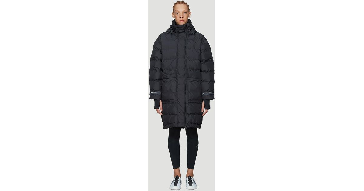 Adidas By Stella Mccartney Synthetic Long Padded Jacket In Black Lyst