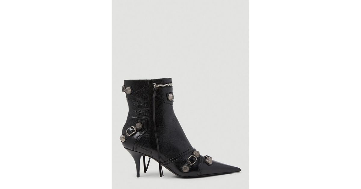 Balenciaga Leather Cagole M70 Heeled Boots in Black | Lyst UK
