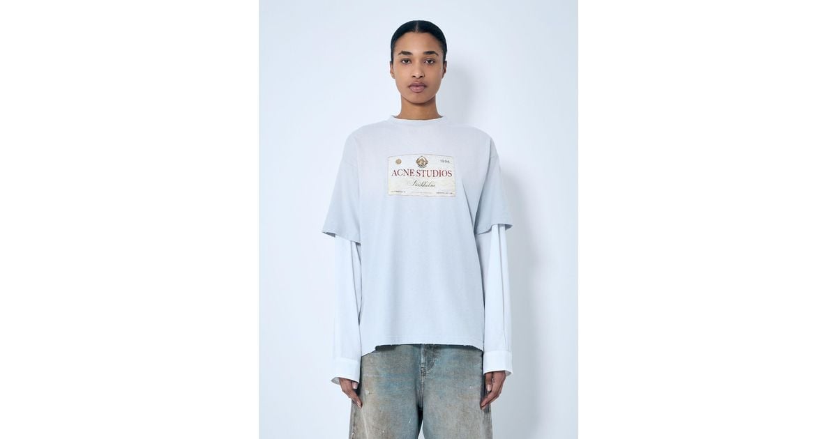 Acne Studios Layered Print T-Shirt in White | Lyst Canada