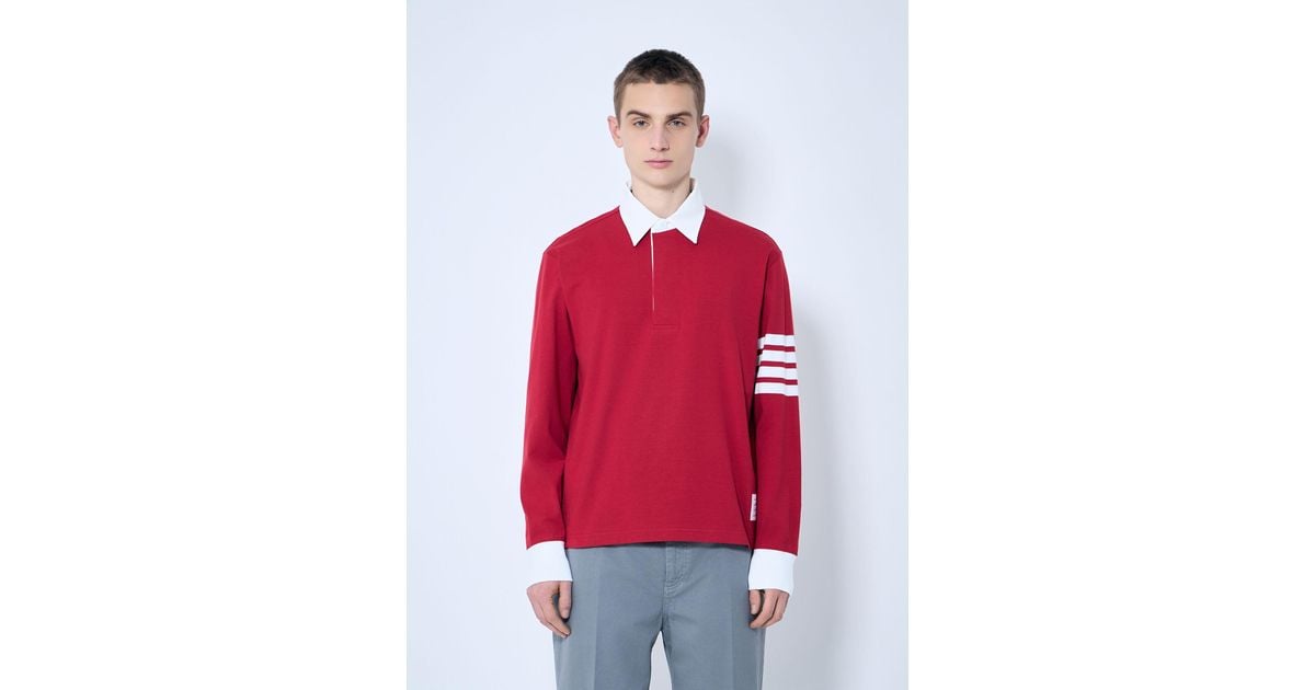 Thom Browne Rugby Jersey Long Sleeve Top in Red for Men