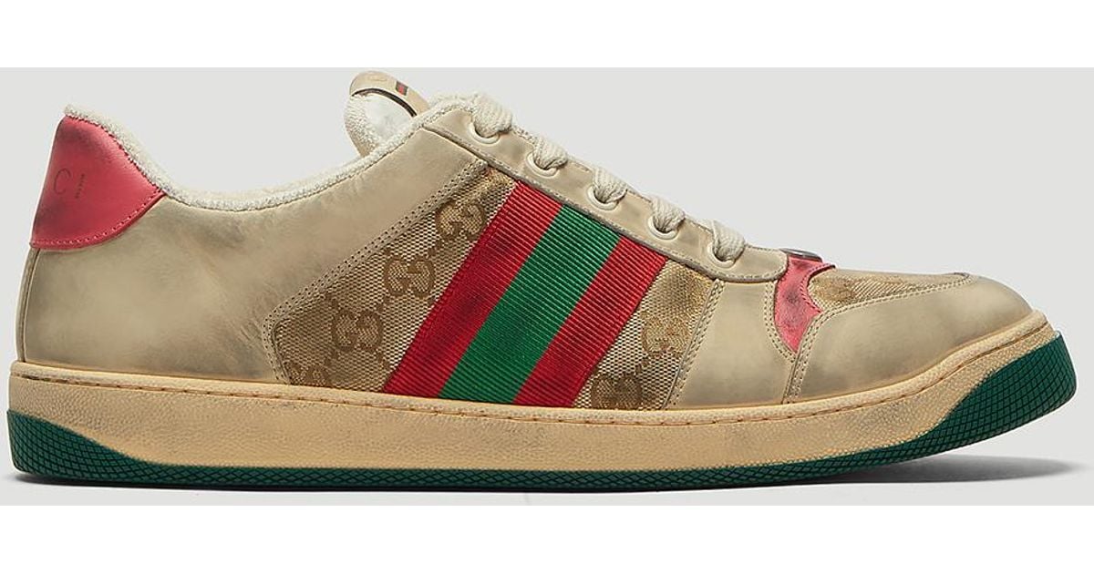 Gucci Leather Dirty Screener GG Sneakers In White for Men - Lyst