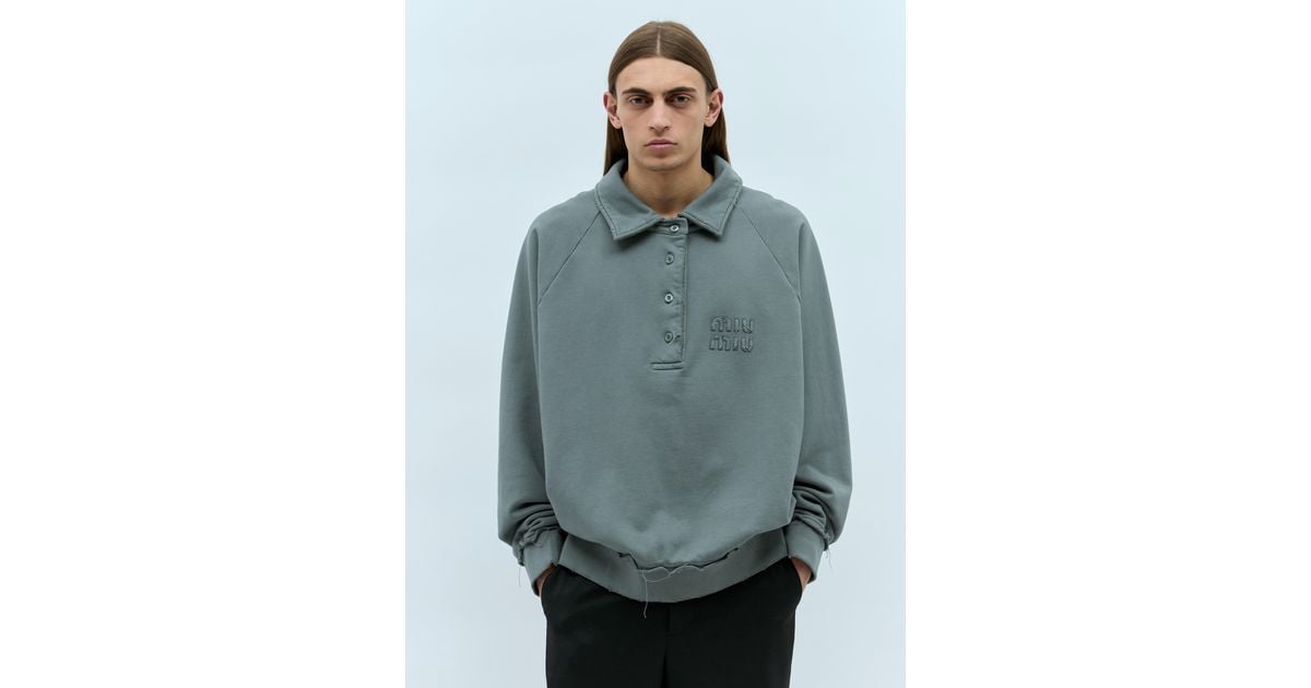 ブルゾン Miu Miu Dark Grey Silk Blend Sweatshirt Miu Miu - Fleece Zip Sweatshirt in Grey - MJL042_15V3_F0031