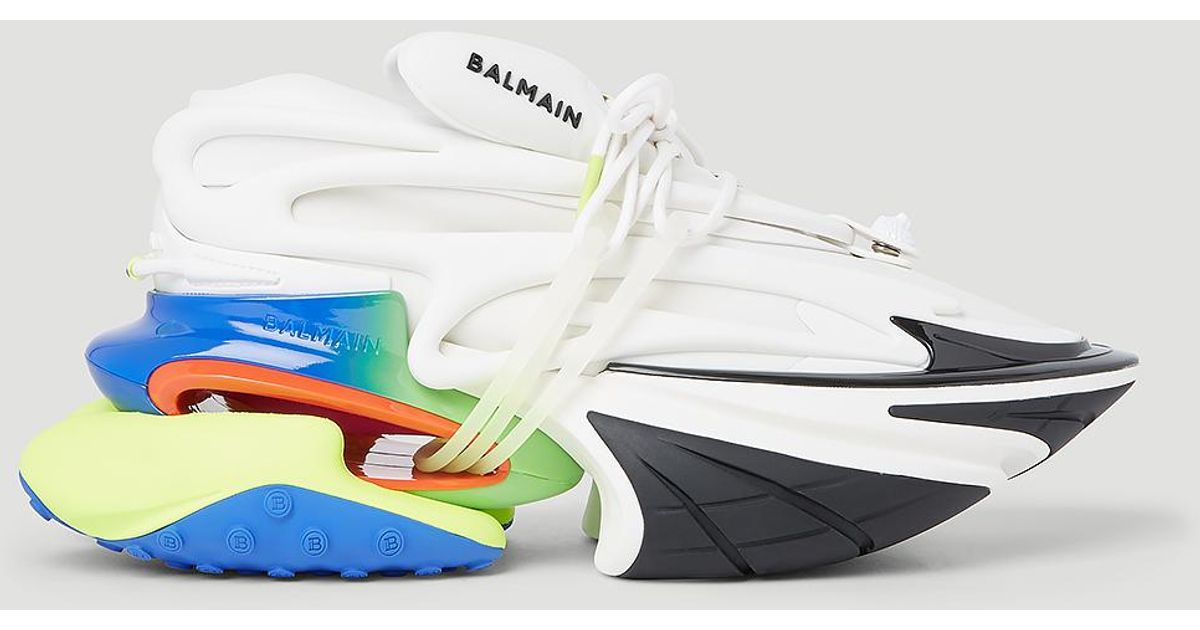 Balmain Unicorn Neoprene Leather Sneakers in White for Men | Lyst
