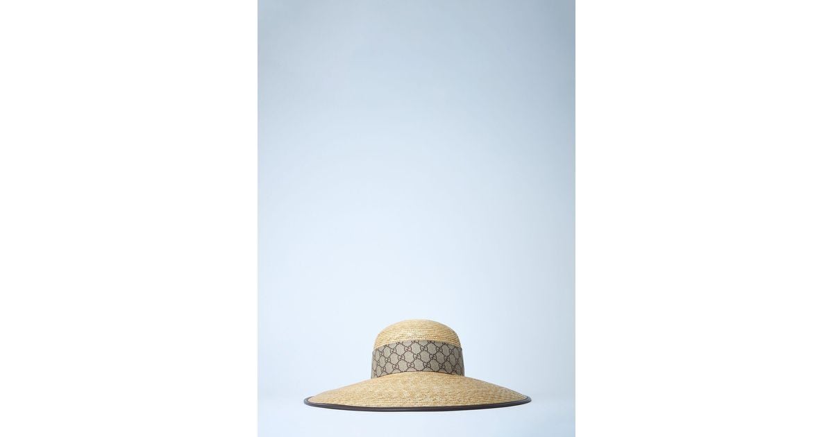 Gucci Straw Wide Brim Hat With Gg Bow in White | Lyst UK