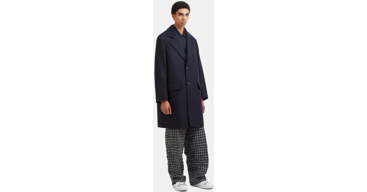 Marni Single-breasted Felted Wool Coat In Navy in Blue for Men 