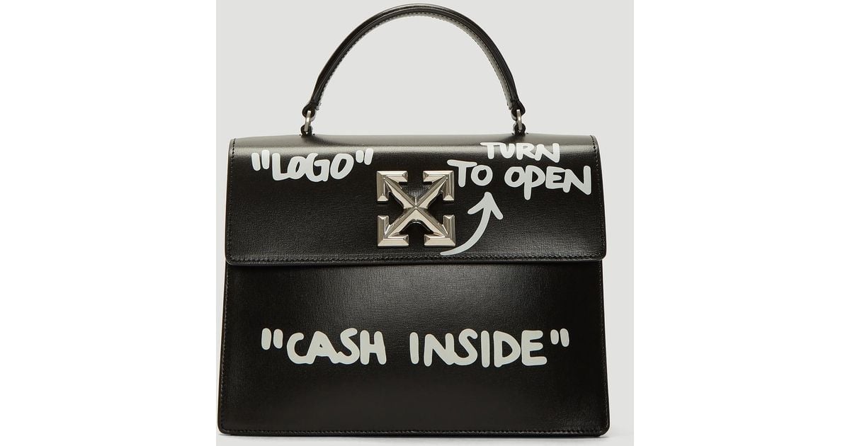 Off White c o Virgil Abloh Jitney 2.8 Graffiti Print Tote in Black Lyst UK