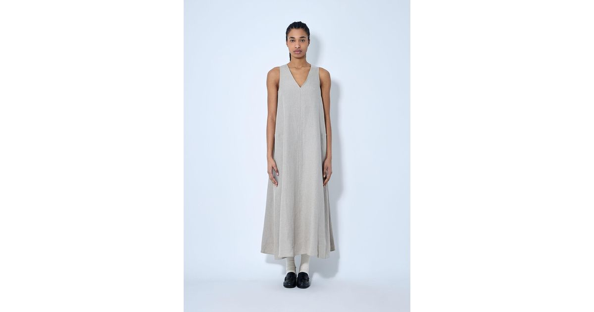 Max Mara Loose Linen Dress in White | Lyst UK