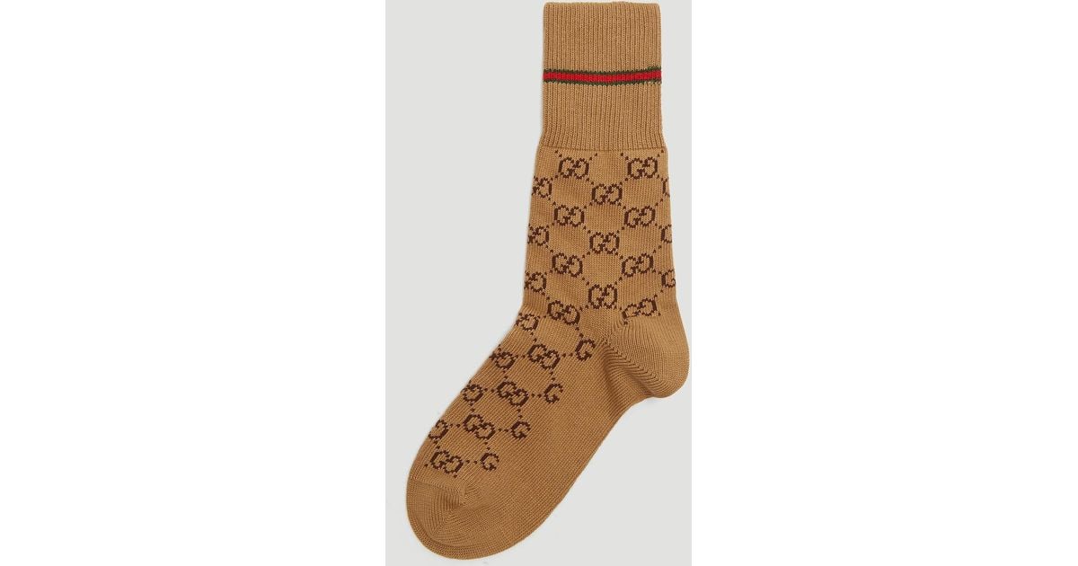 Gucci Cotton GG Socks in Beige (Natural) for Men Lyst