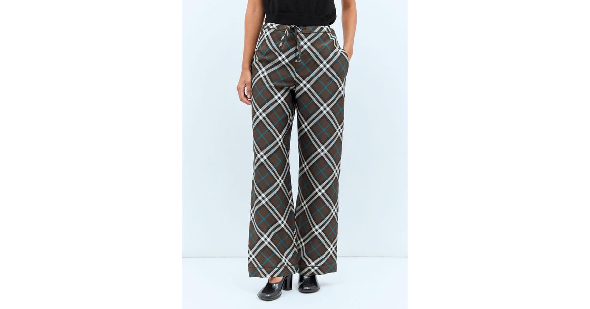 Burberry Check Silk Pants Lyst Australia