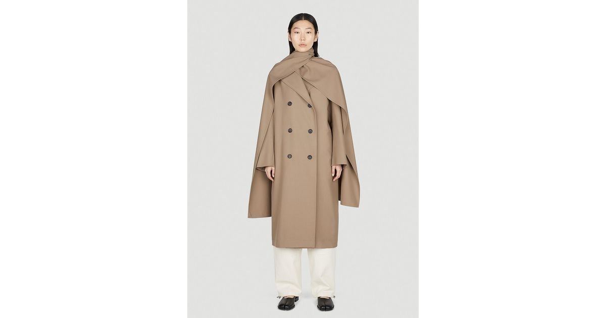 Totême Double Breasted Scarf Trench Coat in Natural Lyst