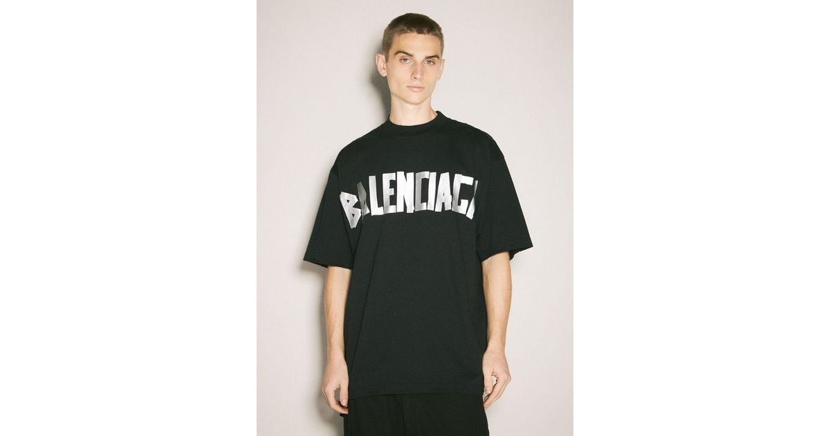 [BALENCIAGA] New Tape Type Tシャツ ブラック Men's Taped Balenciaga Back T-shirt Medium Fit in Faded