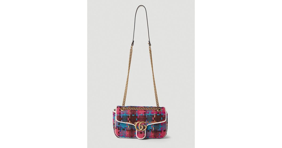 【SALE】【GUCCI 】 GG Marmont Tweed Bag トゥイードバッグ Gucci Pink Multicolored Tweed GG Marmont Super Mini Bag