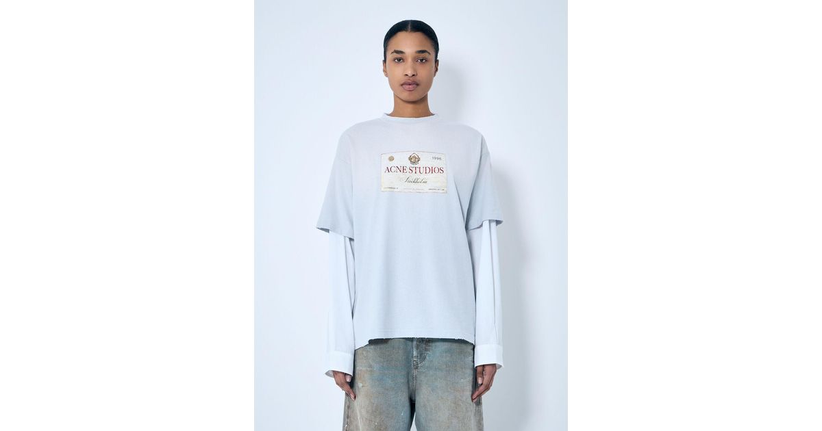 Acne Studios Layered Print T-Shirt in White | Lyst