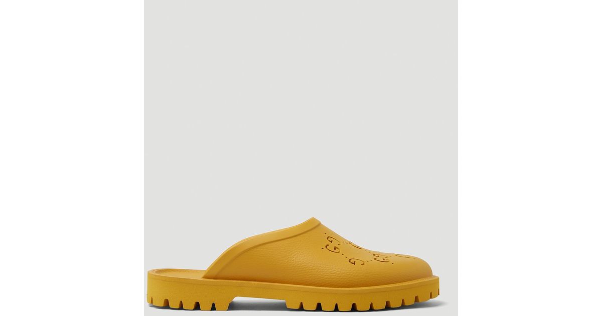Gucci Perforated G Low Clogs in Yellow for Men Lyst
