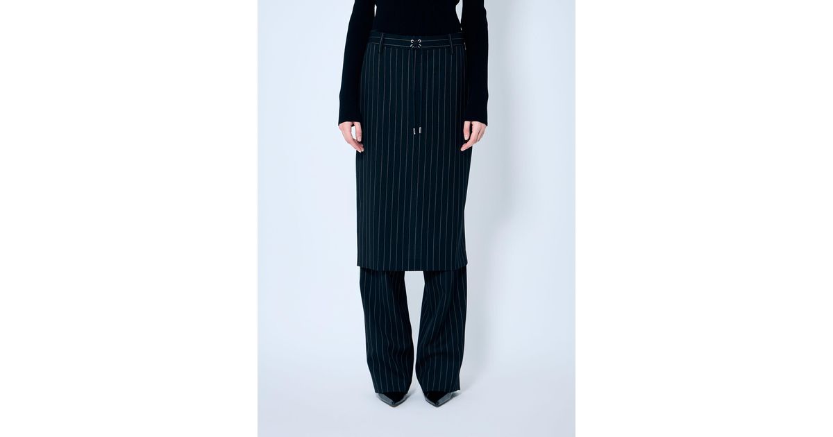 パンツ Pinstriped Tailored Pants With Skirt Overlay Jean Paul Gaultier Women's' Pinstriped Tailored Pants With
