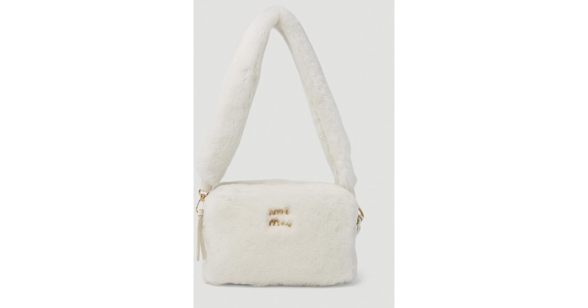 Miu Miu Fluffy Shoulder Bag in Natural | Lyst