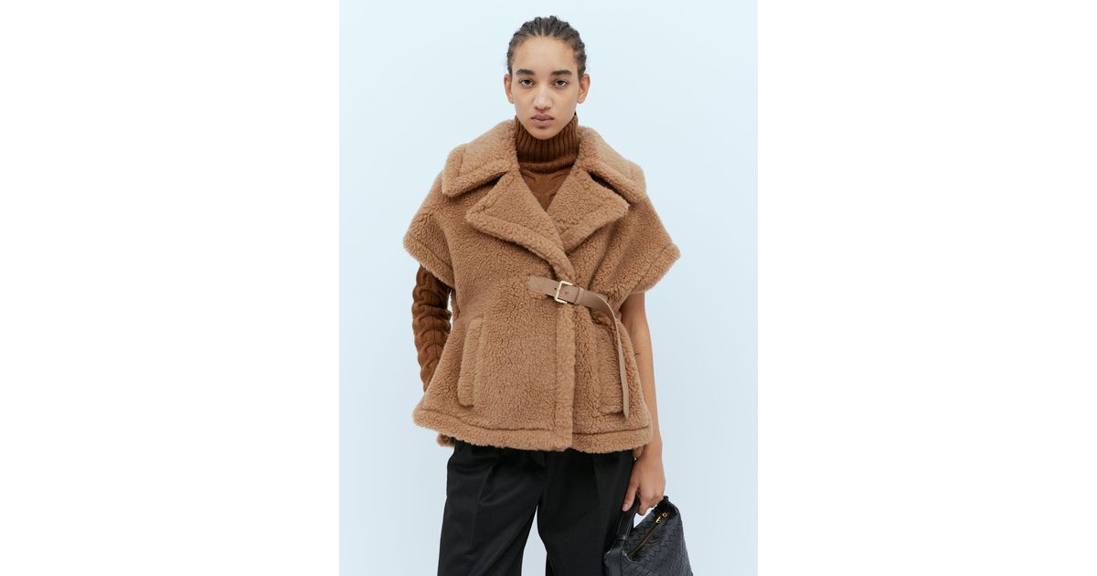 ベスト・ジレ Max Mara LANOSO4 - Teddy fabric vest cape Teddy-fabric gilet cape, colonial | 