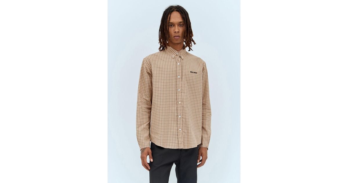 Miu Miu Check Shirt in Natural for Men | Lyst