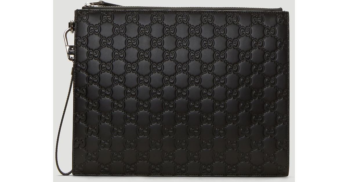 Gucci Leather GG Pouch In Black for Men - Lyst