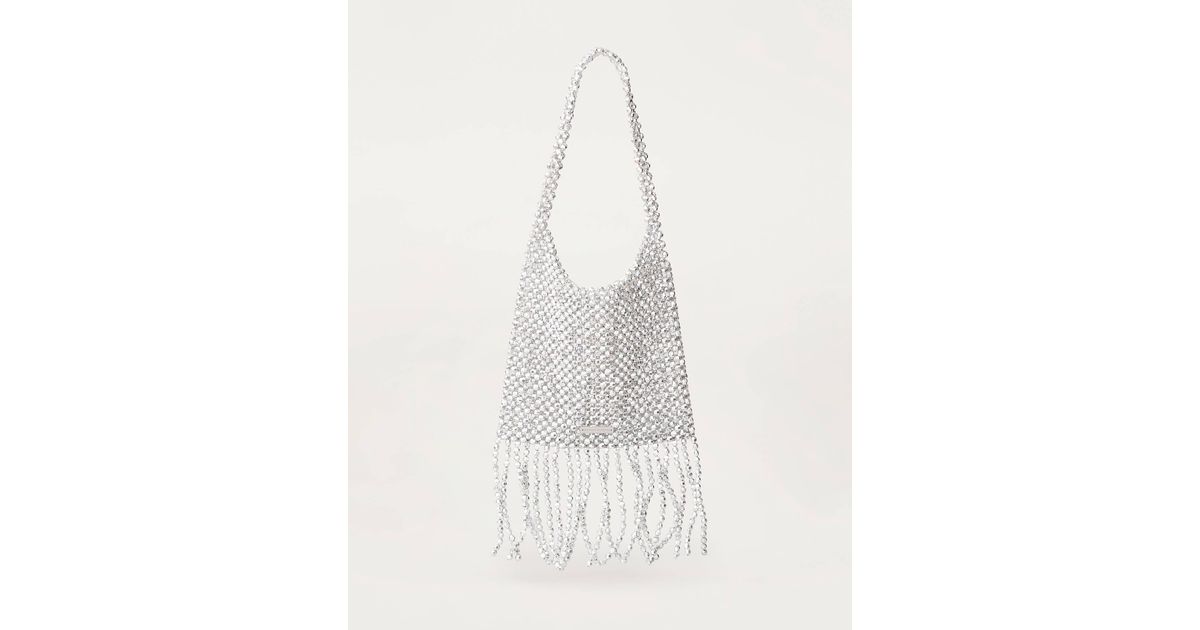metallic beaded shoulder bag