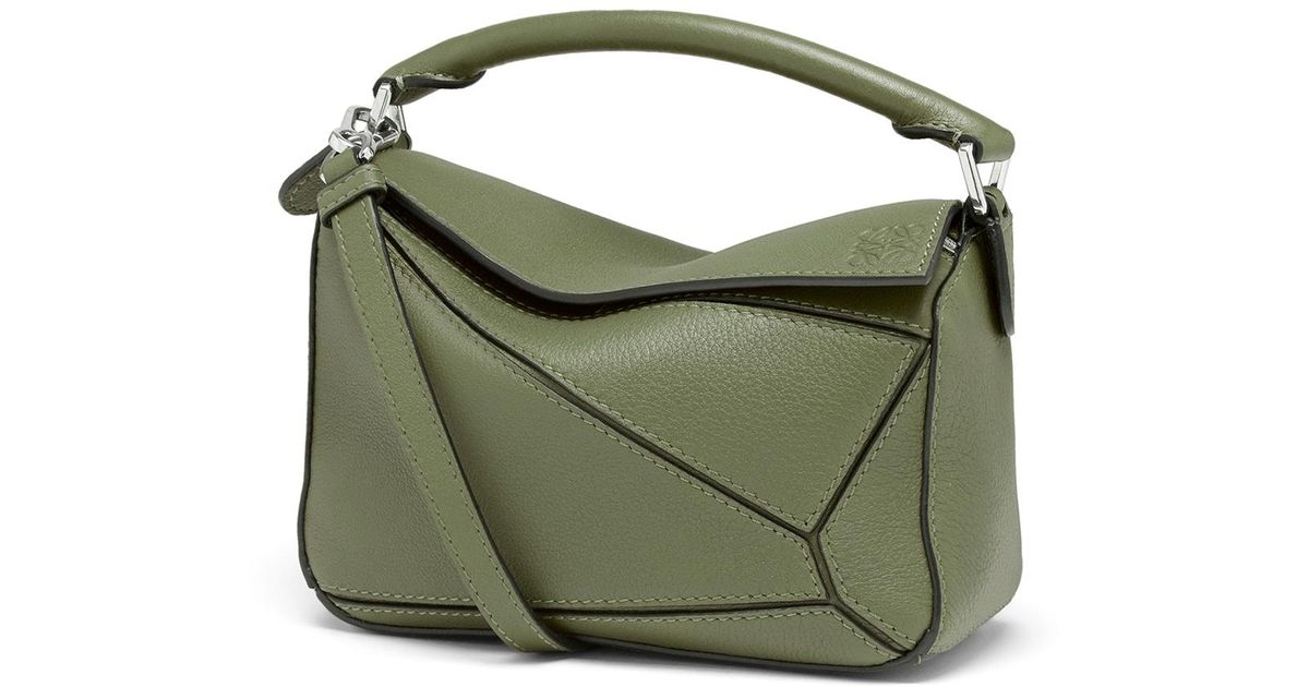 Loewe Leather Mini Puzzle Bag In Classic Calfskin in Avocado Green ...