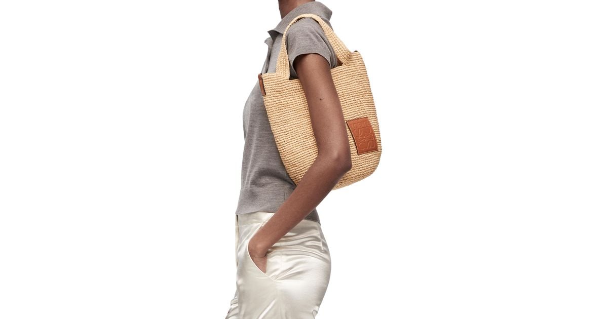 Loewe Luxury Slit Bag In Raffia And Calfskin For in Natural | Lyst
