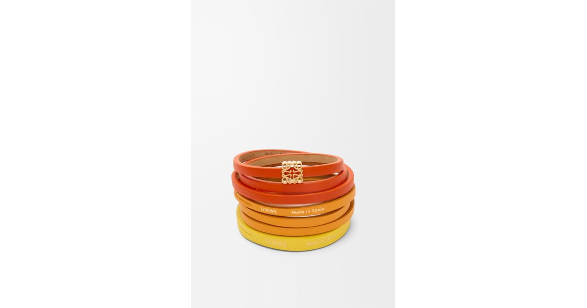 Loewe Twist Double Bracelet Orange #307748L72B Loewe Twist Double Bracelet In Calfskin - Orange Bangle  main image 2