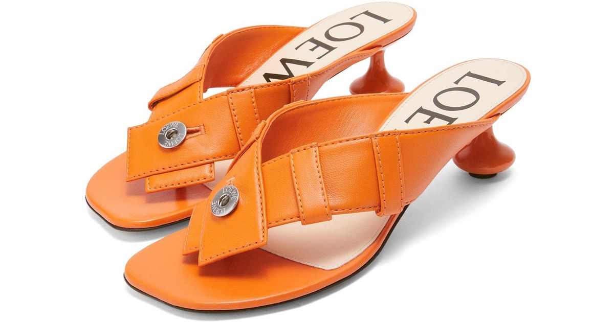 Loewe Luxury Toy Panta Toe Post Heel Sandal In Lambskin in