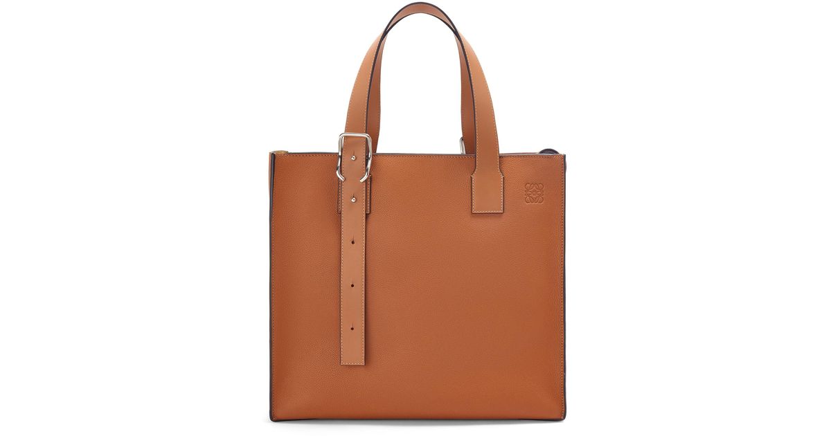 Loewe Leather Luxury Buckle Zip Tote In Soft Grained Calfskin For 