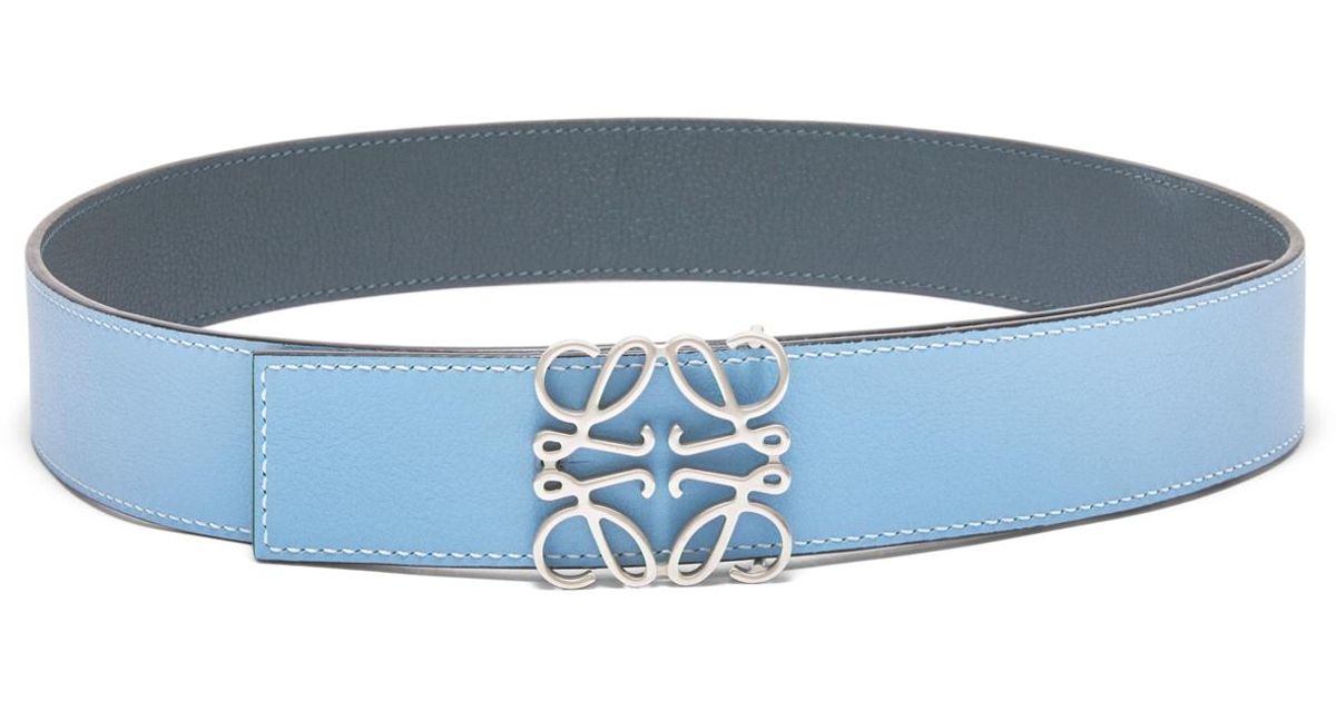 Loewe Reversible Anagram Belt In Soft Grained Calfskin in Blue for Men
