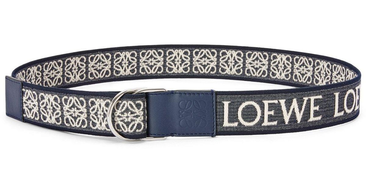 Loewe Leather D Ring Belt In Anagram Jacquard And Calfskin in Blue for