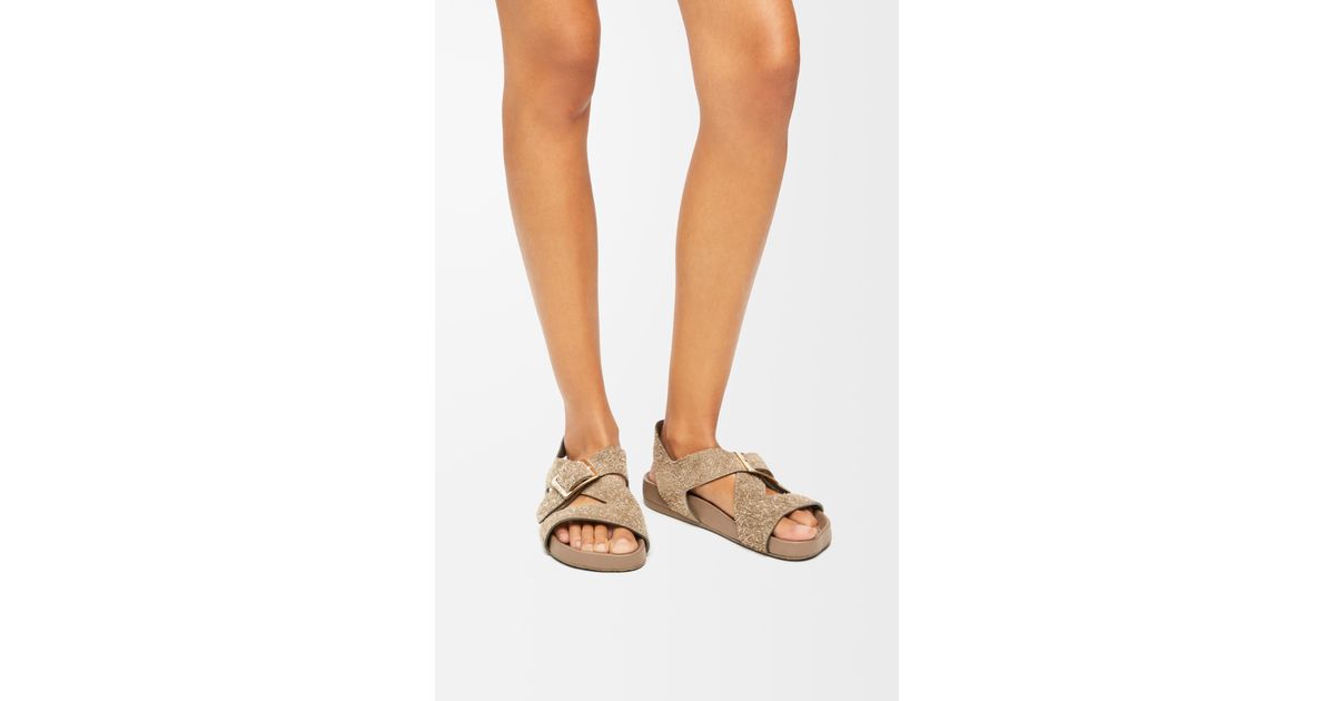 Loewe Luxury Ease Buckle Sandal In Brushed Suede in White | Lyst