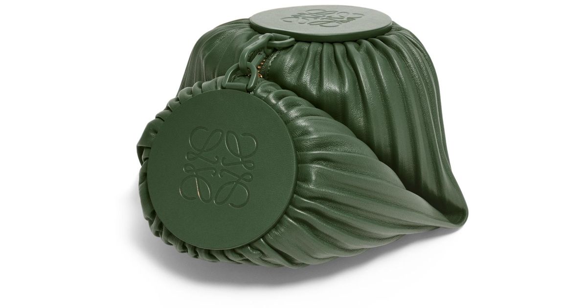 Loewe Leather Bracelet Pouch In Pleated Nappa in Vintage Khaki (Green ...
