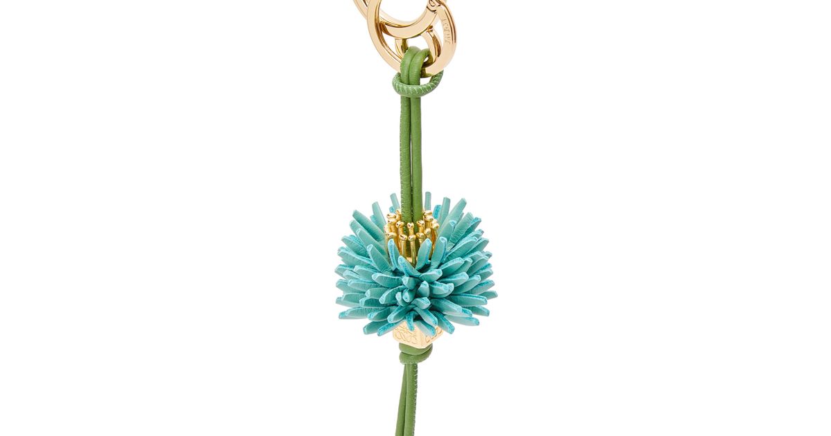 Loewe Flower Dice Charm In Classic Calfskin And Brass in Blue Lyst