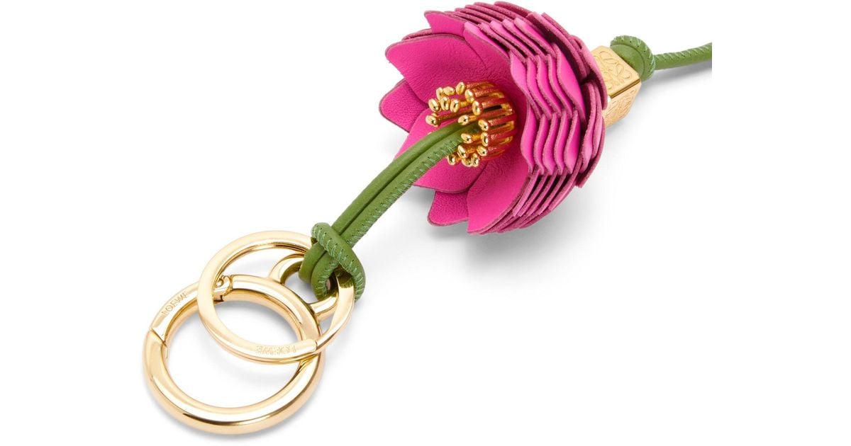 Loewe Luxury Flower Dice Charm In Classic Calfskin And Brass in Pink Lyst