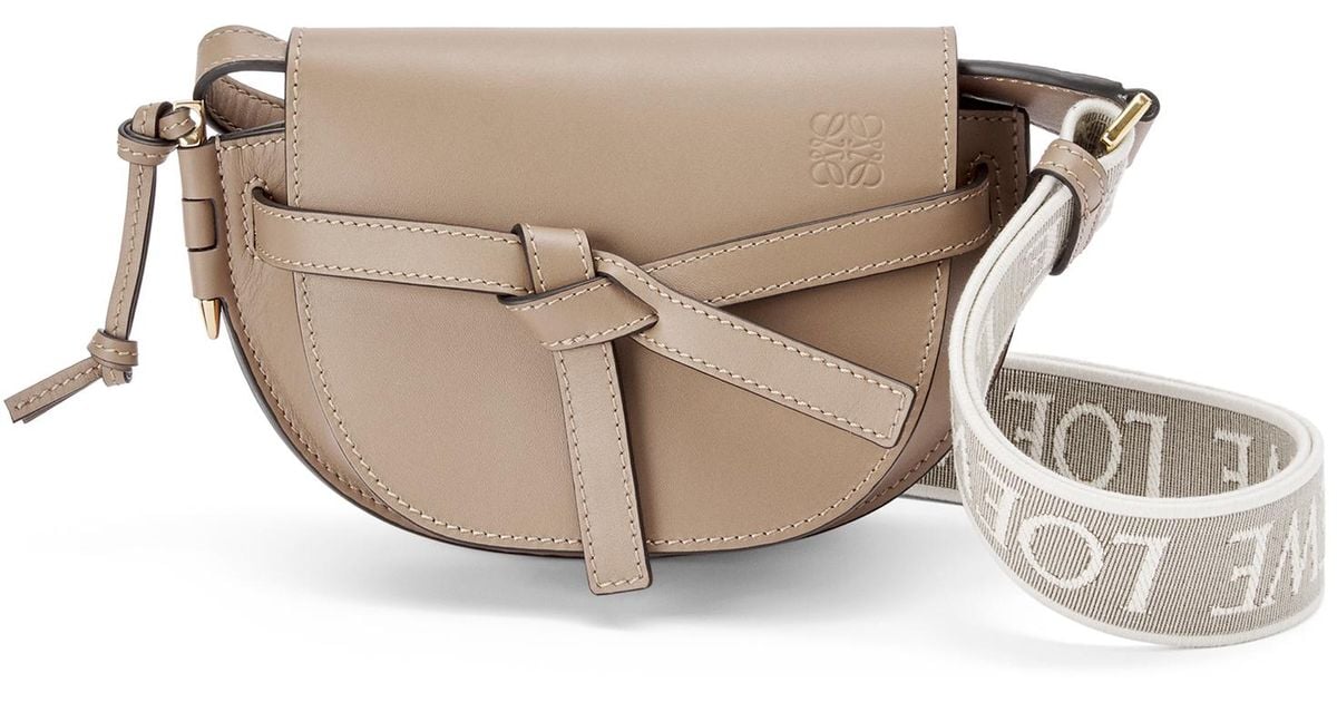 Loewe Leather Luxury Mini Gate Dual Bag In Soft Calfskin And Jacquard