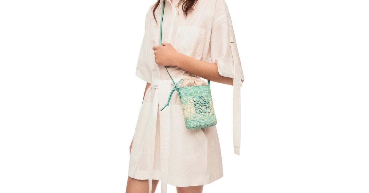 Loewe Luxury Square Pocket In Iraca Palm And Calfskin | Lyst