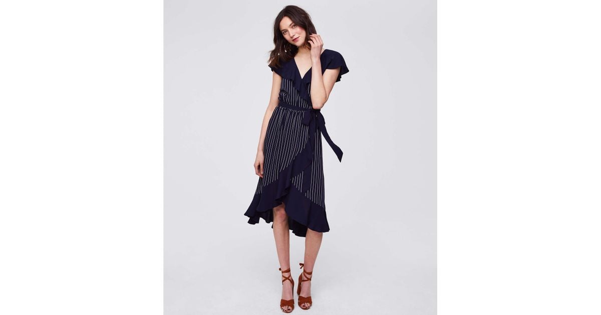 pinstripe wrap dress