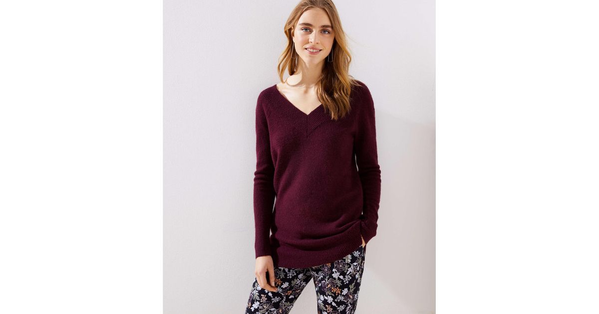 Loft Wide V Neck Sweater Lyst