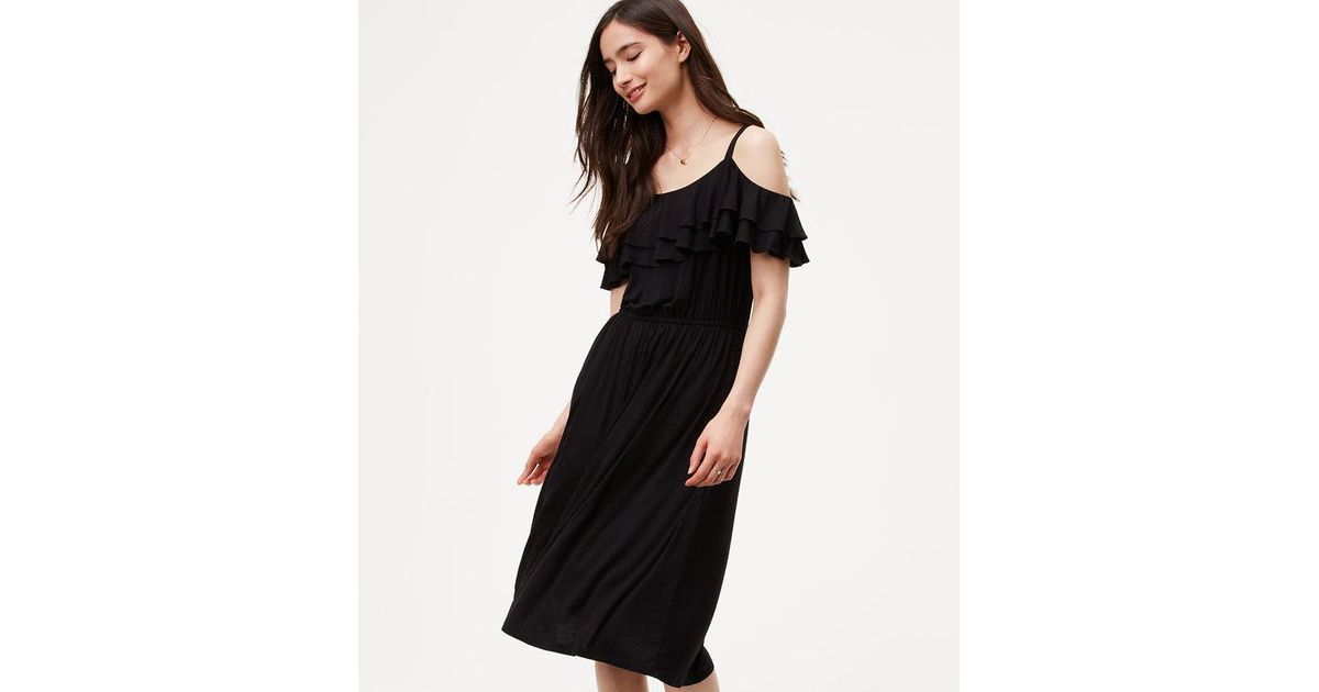 loft black ruffle dress