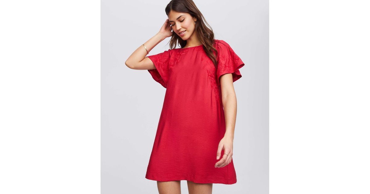 loft red floral dress