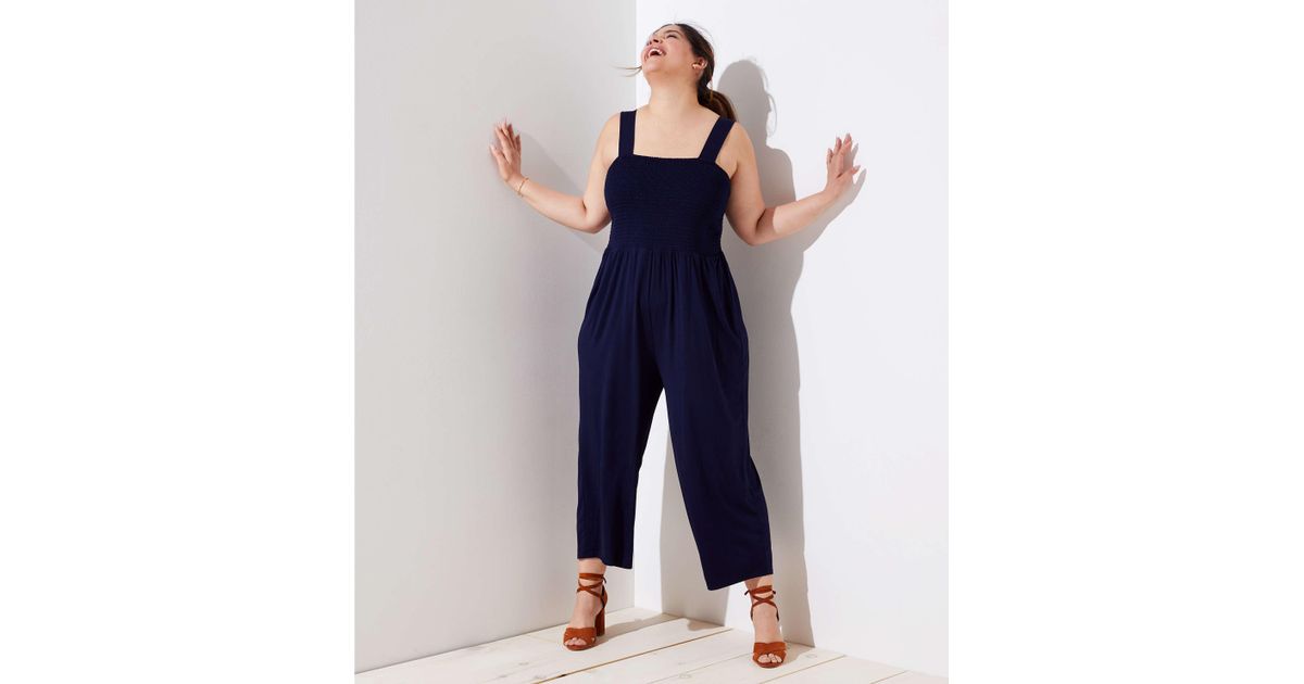 loft smocked wide leg jumpsuit