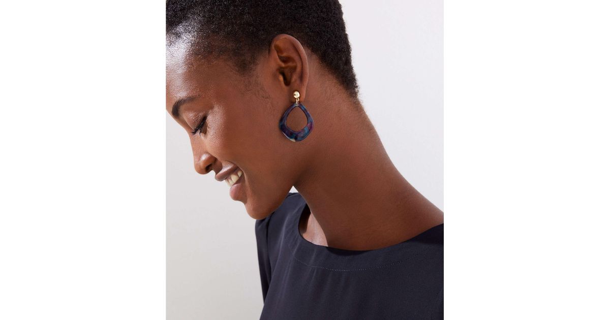 Loft Geo Marbleized Resin Drop Earrings In Black Lyst Loft Geo Marbleized Resin Drop Earrings In Black Lyst