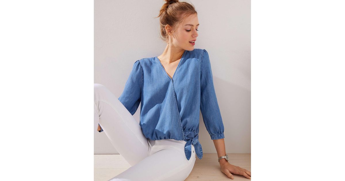 chambray wrap top