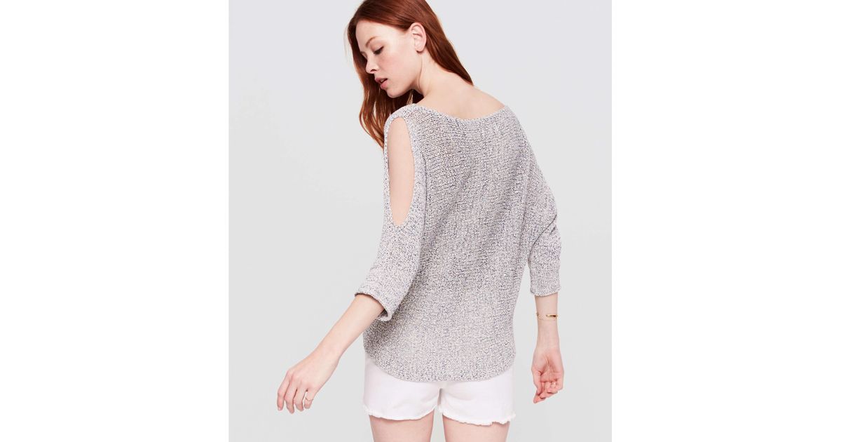 grey cold shoulder sweater