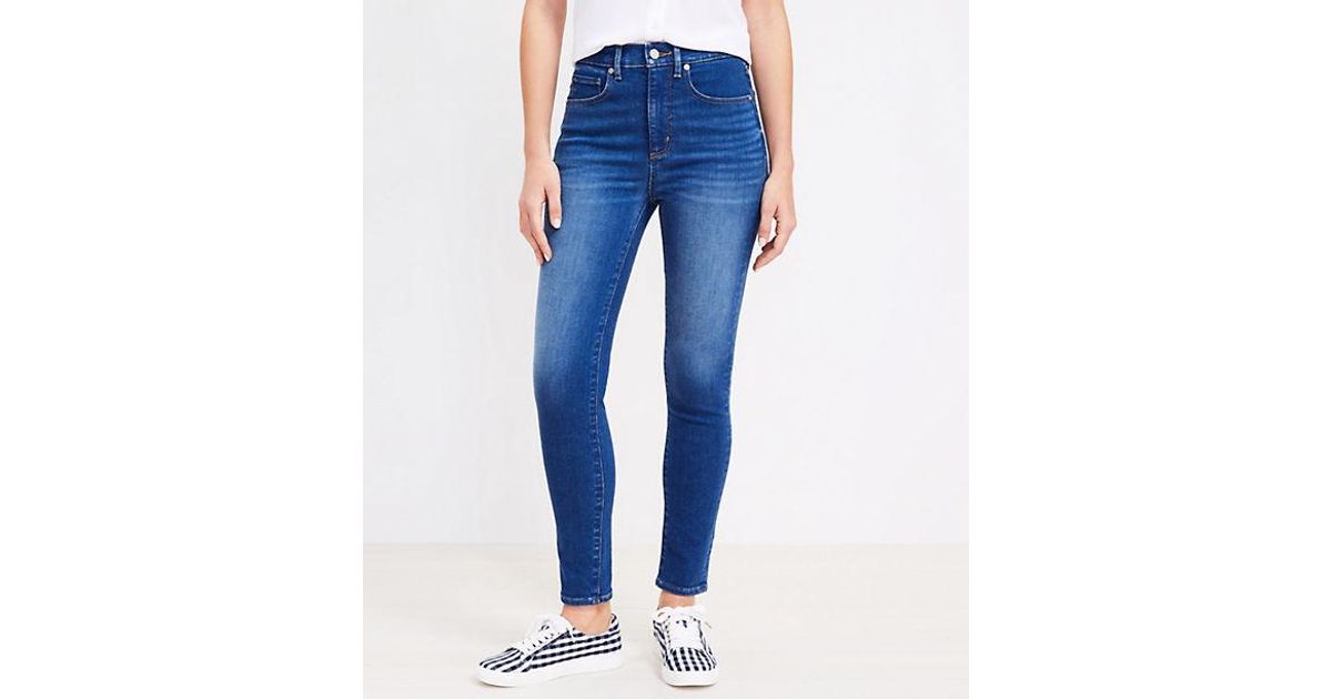 LOFT Curvy High Rise Skinny Jeans in Blue | Lyst