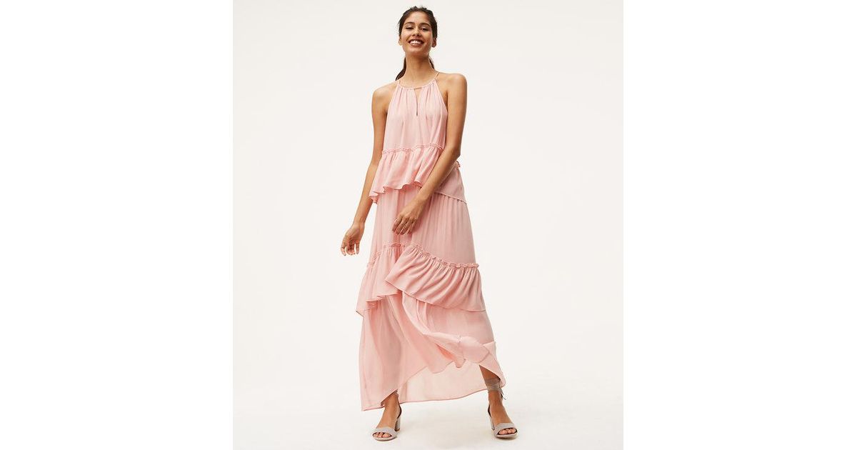 pink tiered maxi dress