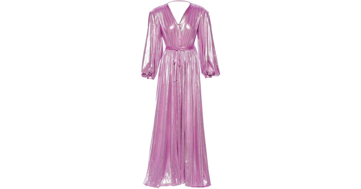 Bronx and Banco Zoe Lilac Long Sleeve Metallic Gown in Purple | Lyst