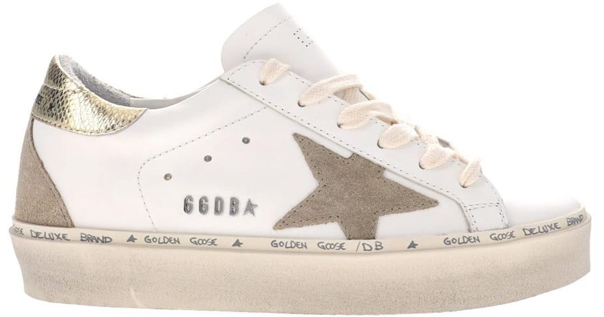 Golden Goose Hi-star Taupe Suede Star Leather Sneakers in White/Taupe ...