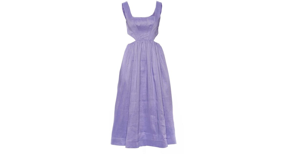 Aje. Linen Virginie Lavender Cut Out Midi Dress in Cool Lavender ...